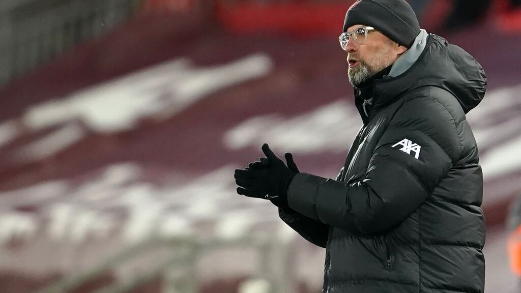 Liverpool manager Jürgen Klopp was unable to return to Germany for his mother’s funeral due to coronavirus pandemic. Photograph: Jon Super/AFP via Getty Images