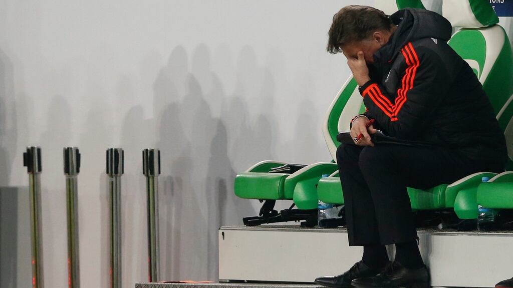 Louis van Gaal’s Manchester United are out of the Champions League. Photograph: Reuters