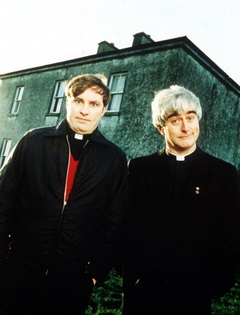 Father Ted: Ardal O'Hanlon and Dermot Morgan outside the parochial house on Craggy Island. Photograph: Channel 4