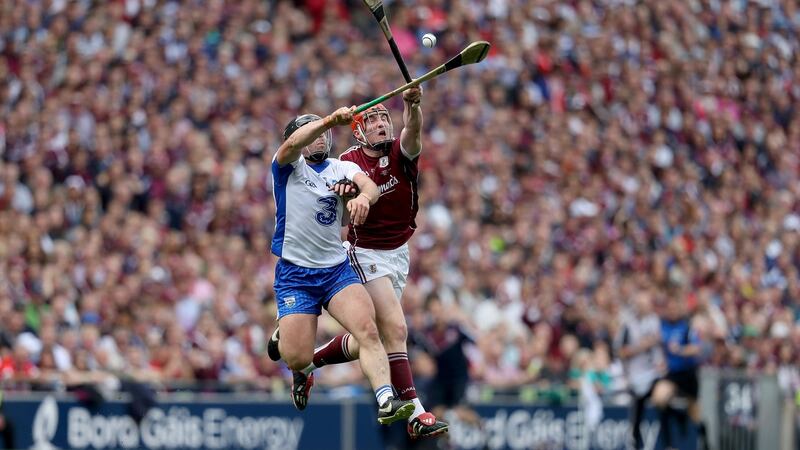 Noel Connors wins a ball ahead of Conor Whelan during the All-Ireland final. Photo: Tommy Dickson/Inpho