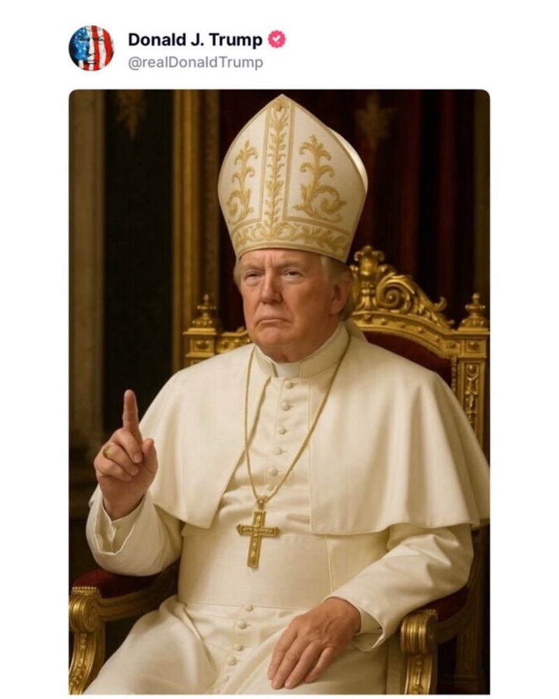 The White House's account on X posted an AI image of Donald Trump as the Pope. Photograph: X