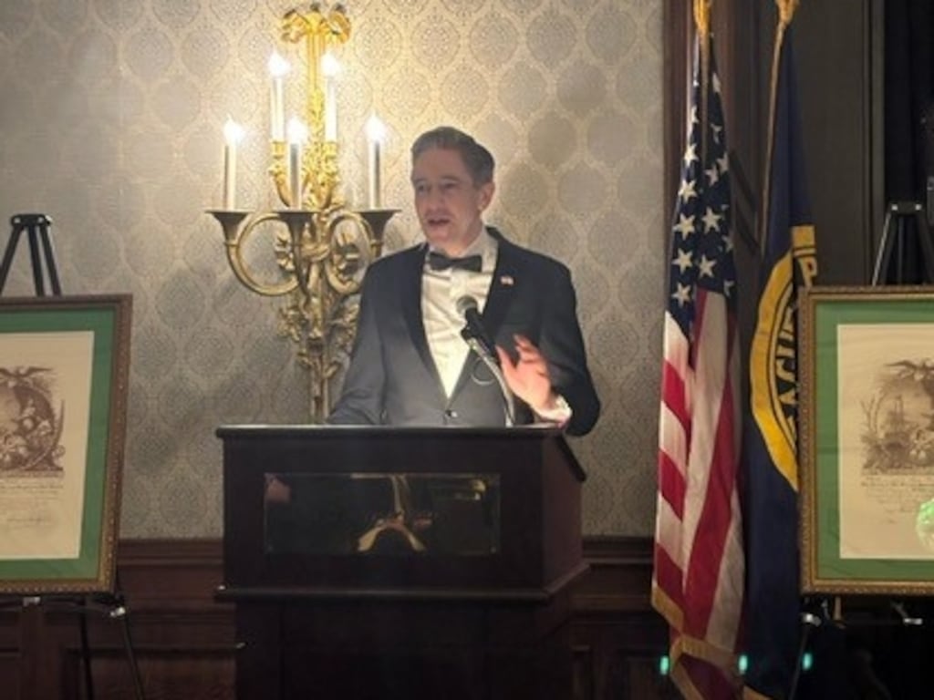 Simon Harris speaking in Philadelphia in March 25. Photo Keith Duggan