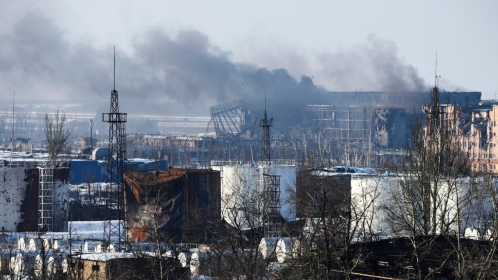 Smoke rising this week over the new terminal of Donetsk airport in Donetsk, eastern Ukraine. Photograph: AP Photo/Mstyslav Chernov