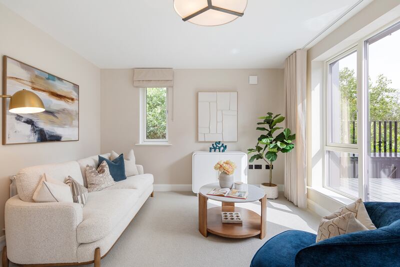 Second floor living space with south-facing balcony