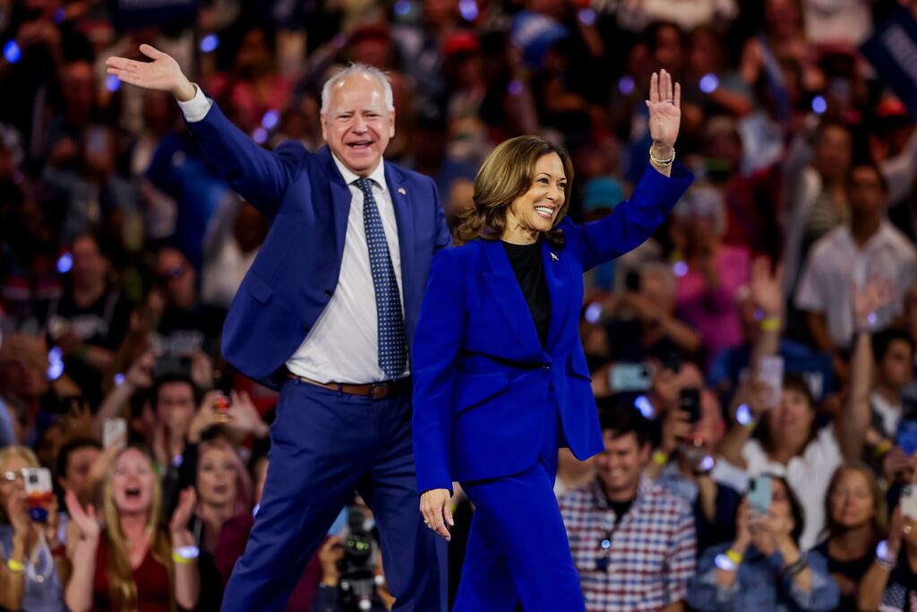Democratic presidential candidate Kamala Harris and running mate Tim Walz will do a joint interview with CNN on Thursday. Photograph: EPA