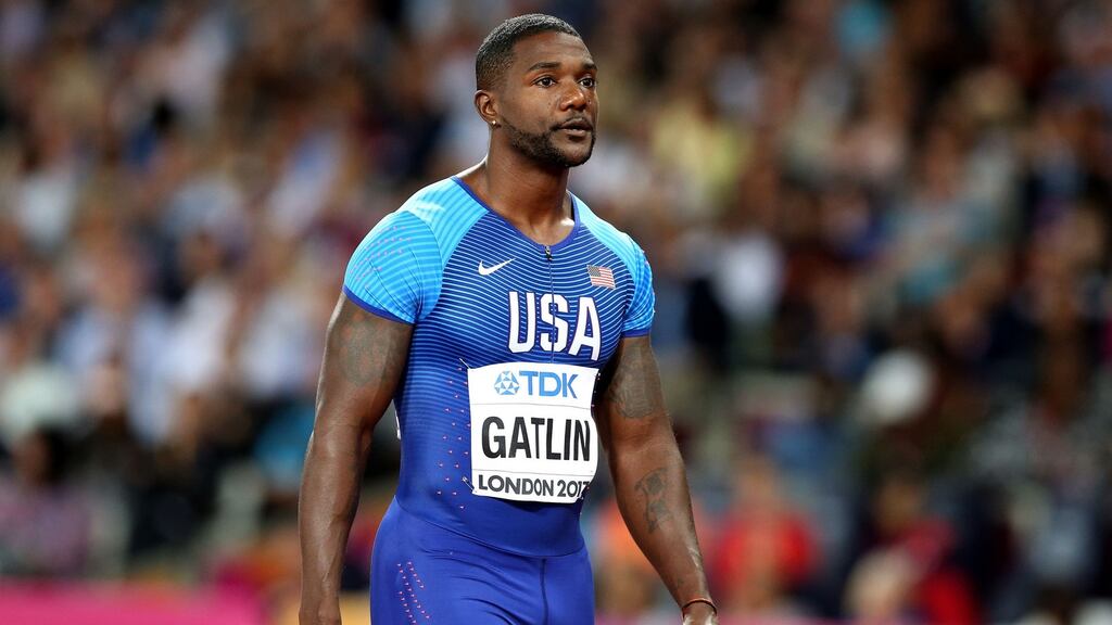 The anti-doping and athletics authorities are investigating allegations that members of world 100 metres champion Justin Gatlin’s entourage offered to supply performance-enhancing drugs. Photo: Martin Rickett/PA Wire