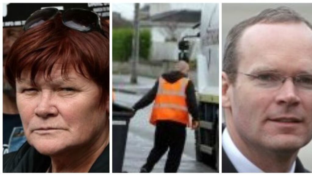 Independents 4 Change TD Joan Collins has some harsh words to say about waste collection, while Simon Coveney was all over the growing rubbish problem. Photographs: The Irish Times