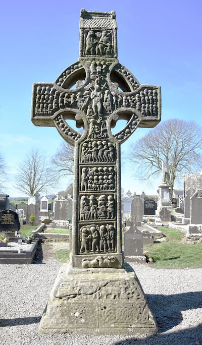 Muiredach’s cross at Monasterboice: The body of the cross was cut from a huge block of quartzy sandstone which, when extracted from the quarry, must have weighed close to 10 tons. Photograph: Roger Stalley