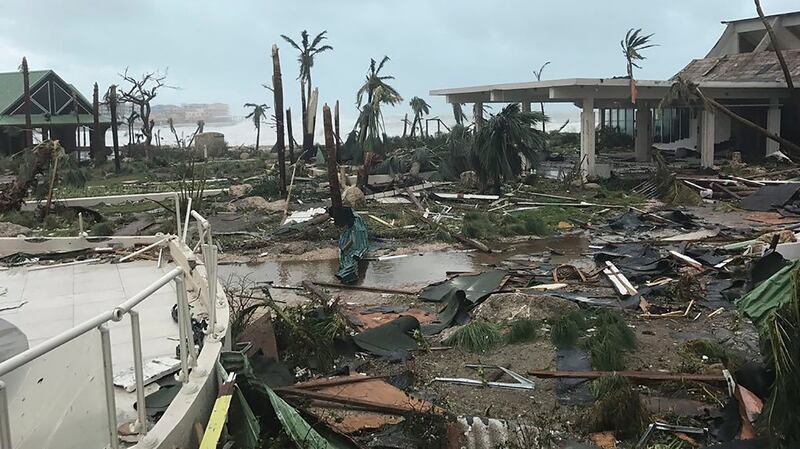 Storm damage left by  Hurricane Irma in St Martin, in the Caribbean. Photograph: Jonathan Falwell/AP