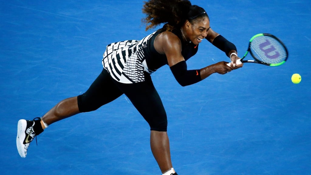 Serena Williams of USA in action against Lucie Safarova Czech Republic during the Women’s Singles second round match at the Australian Open. Photo: Lynn Bo/PA