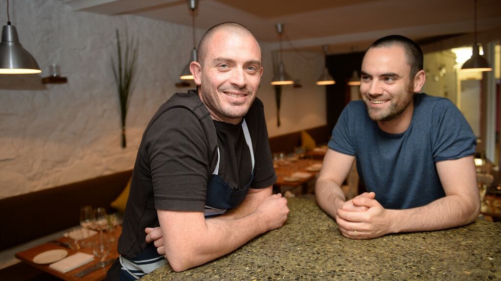 Michelin stars: Damien Grey (left) and Andrew Heron at their restaurant in Blackrock. Photograph: Eric Luke