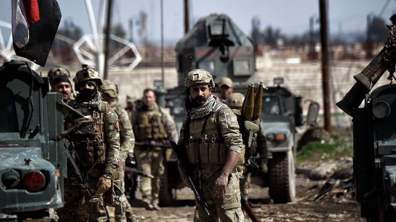 Iraqi forces gather as they prepare for clashes with Islamic State in Mosul. Photograph: Getty