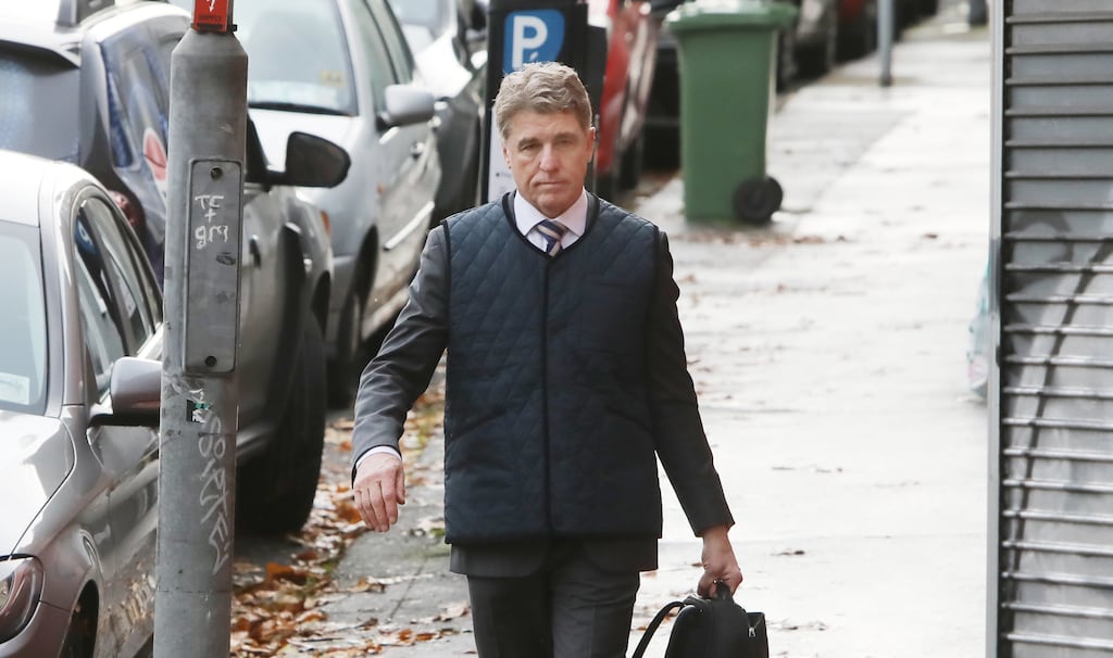 Brendan Mullin (60), from Donnybrook, Dublin 4, arriving at the Criminal Courts of Justice, where he is charged with theft, deception and false accounting. Photograph: Collins Court