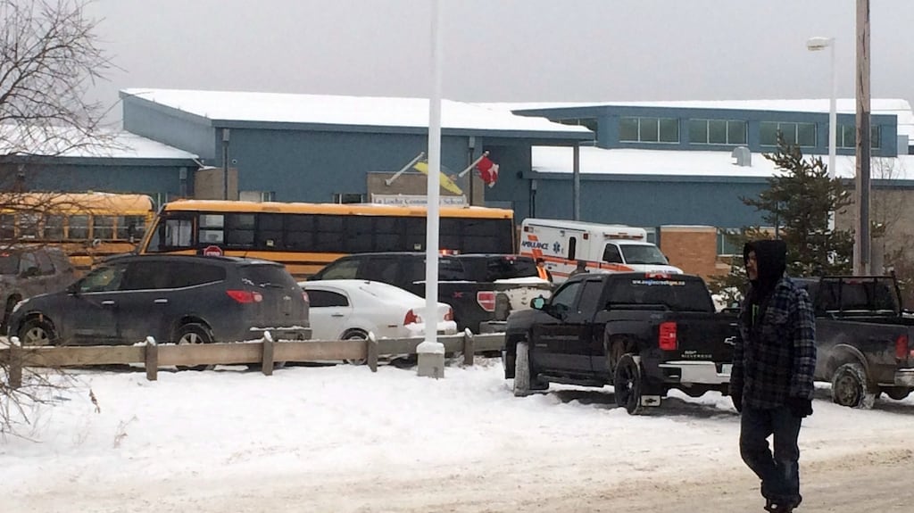 The outside of La Loche Community School in La Loche, Saskatchewan, Canada is shown on Friday January 22nd. Photograph: Joshua Mercredi/The Canadian Press via AP