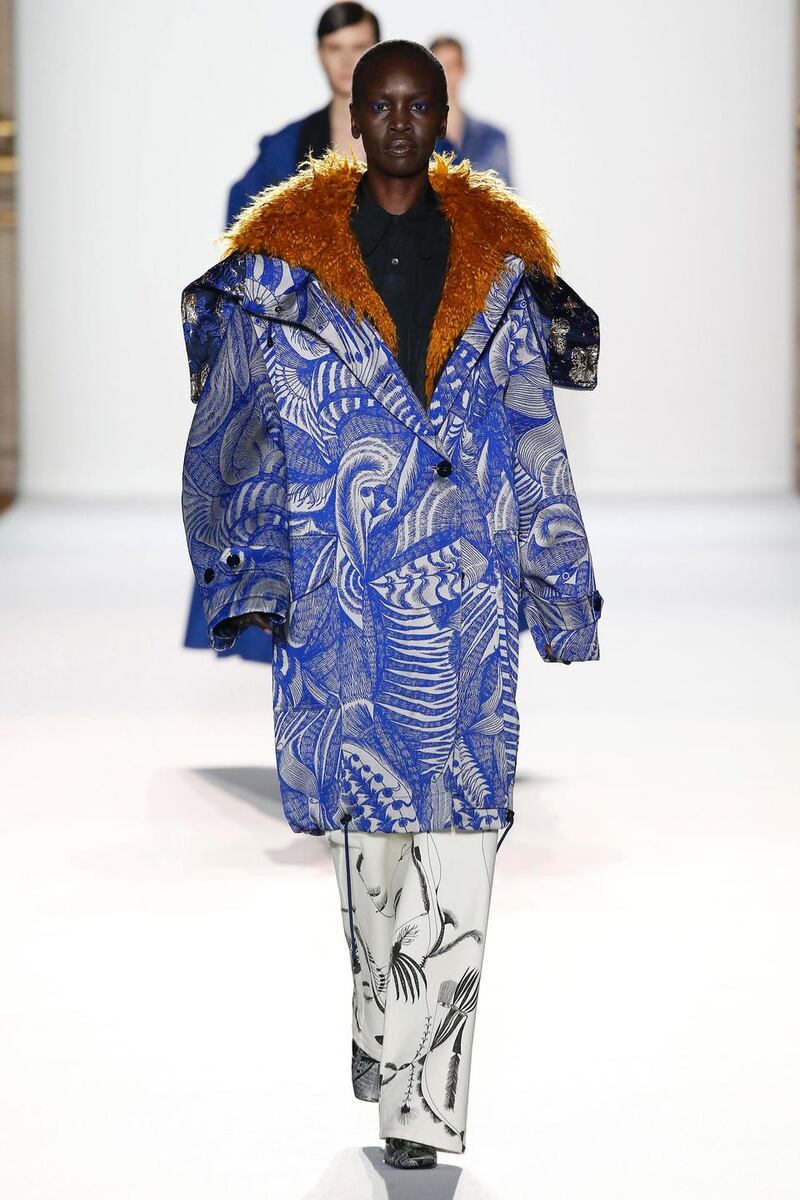 A model walks the runway during the Dries Van Noten show as part of the Paris Fashion Week Womenswear Fall/Winter 2018/2019 on February 28, 2018 in Paris, France.