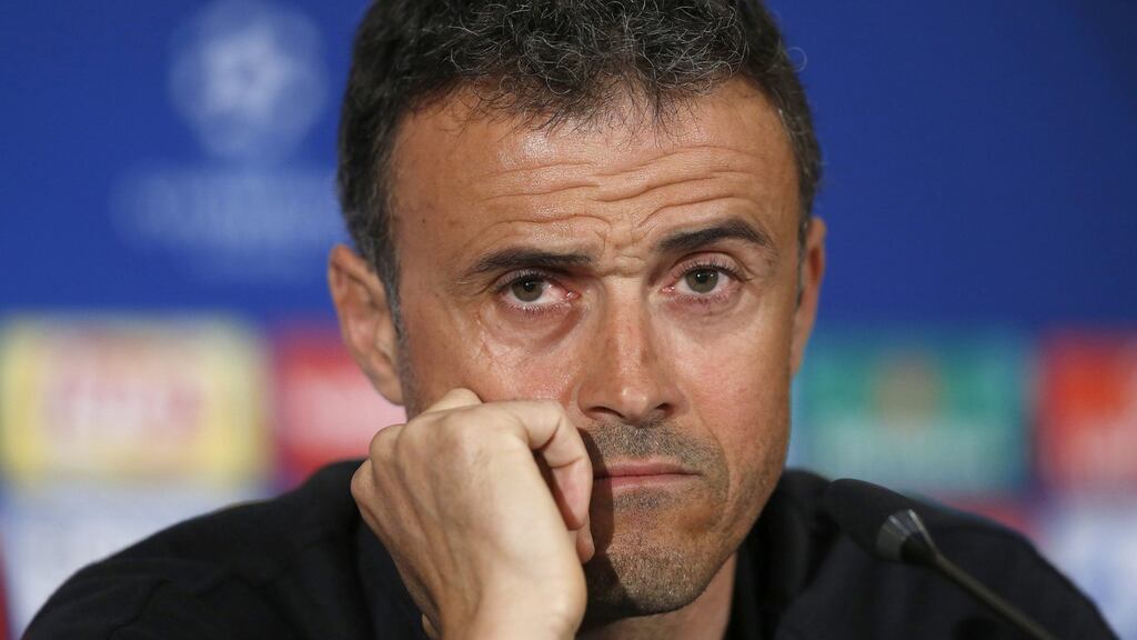 FC Barcelona’s head coach Luis Enrique: “There’s no time for apologies or excuses, we need results. It’s not the time to sink low .” Photograph: Angel Diaz/EPA