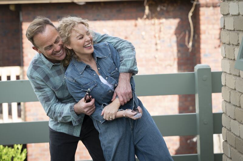 Kylie Minogue and Jason Donovan reunited on the set of Australian soap opera Neighbours. Photograph: Channel 5