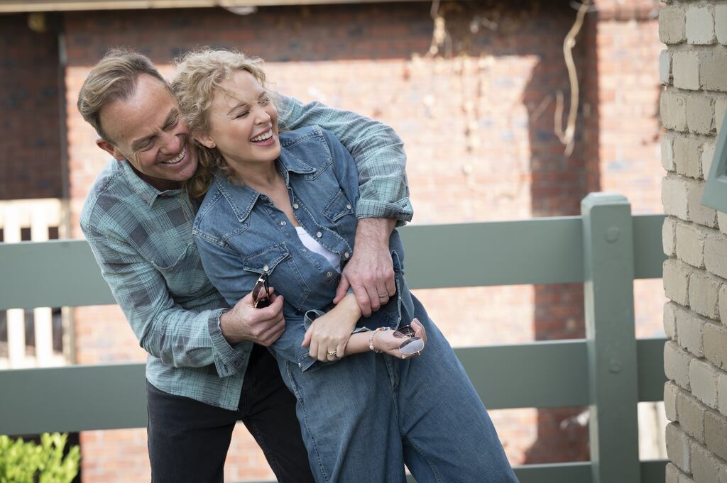 Kylie Minogue and Jason Donovan reunited on the set of Australian soap opera Neighbours, reprising their roles as Charlene and Scott Robinson as the series came to an end earlier this year. It is now being revived by Amazon. Photograph: PA