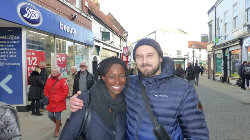 Simon Foster and Gloria Ashun: Neither of them voted but if there was a second referendum, they would vote to leave. Photograph:Jennifer O’Connell