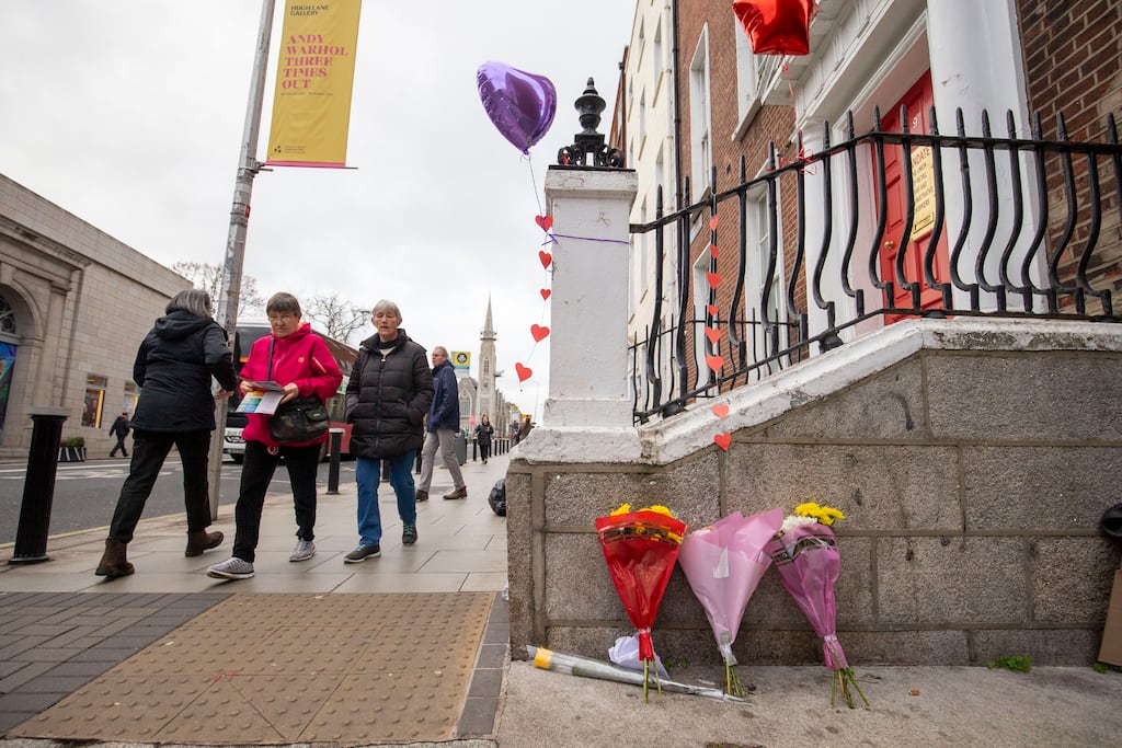 Dublin stabbing: Flowers left on the scene at Parnell Square, where the young girl was stabbed on November 23rd. Photograph: Tom Honan