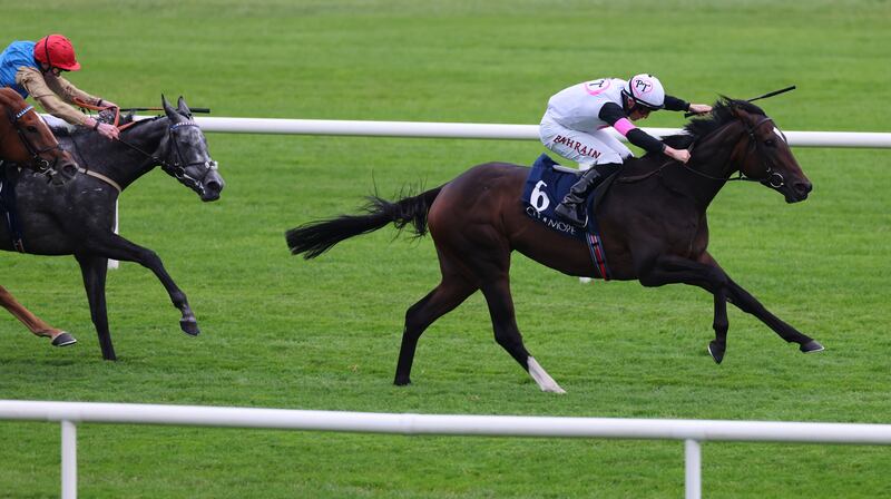 Tom Marquand onboard Porta Fortuna winning the Coolmore Matron Stakes at Leopardstown. Photograph: James Crombie/Inpho