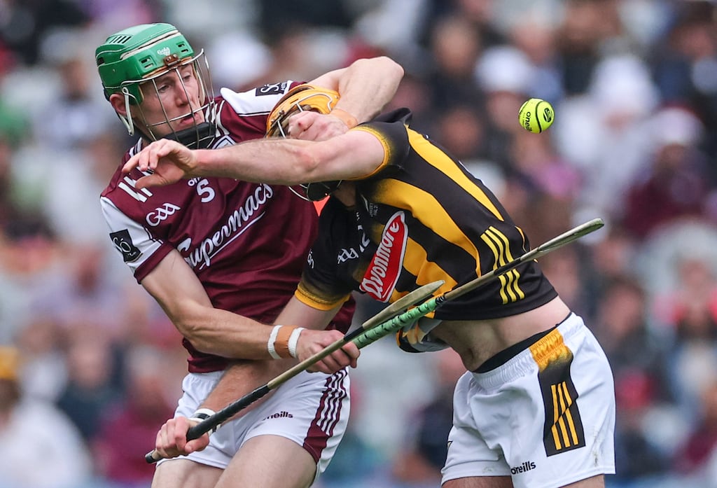 Galway’s Cianan Fahy and Billy Ryan of Kilkenny in the Leinster SHC final at Croke Park on Sunday. Photograph: James Crombie/Inpho