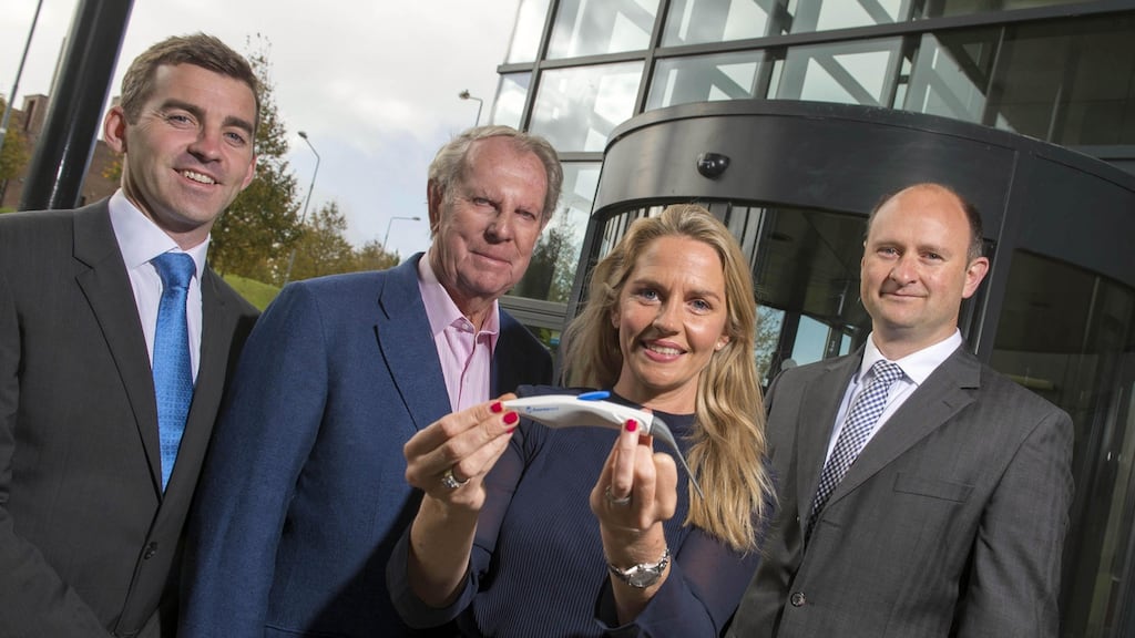 AventaMed co-founder John Vaughan, chairman Jack Cashman, co-founder and CEO Olive O’Driscoll and Bruce Clibborn of HBAN Boole Investment Syndicate. Photograph: Michael Mac Sweeney/Provision