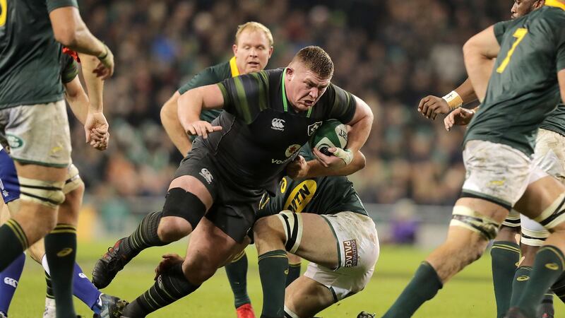 Could we have turned Tadhg Furlong into an inside centre, capable of replicating the Bundee Aki tackle, if coached to play there from age 11? Photograph: Morgan Treacy/Inpho
