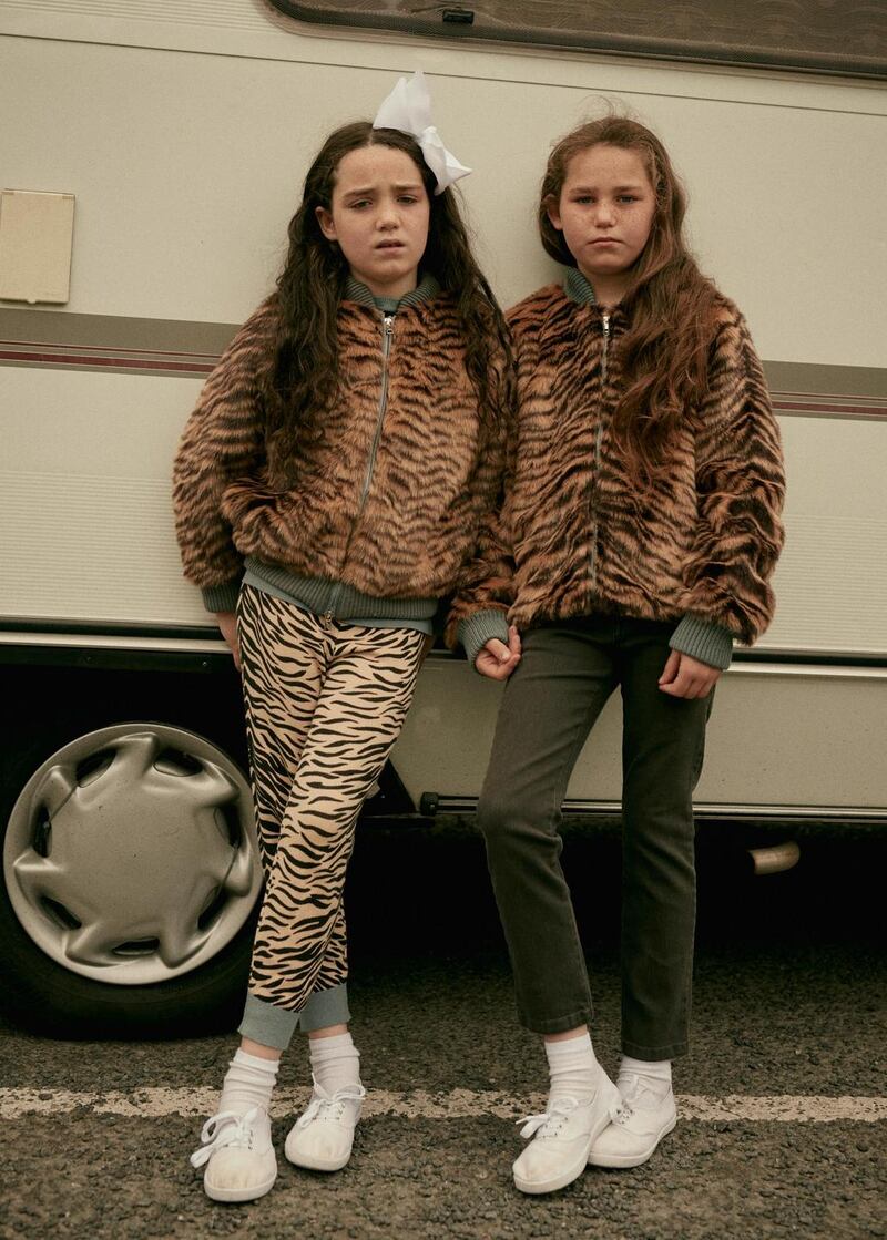 Tilly faux fur tiger coat, €150, and Lillian tiger print knit trousers, €90. Photograph: Ronan Gallagher