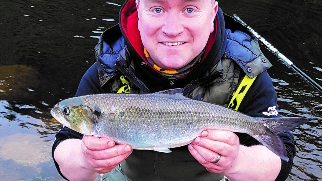 Oisín MacDomhnaill with his specimen twaite shad caught on the River Barrow, Co Carlow in May 2019