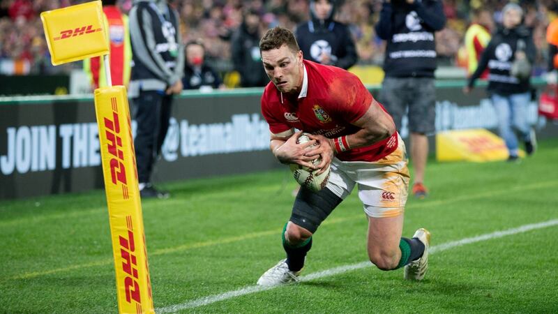 George North’s second half try was disallowed by the smallest of margins after his boot caught the line. Photo: Brett Phibbs/New Zealand Herald via AP