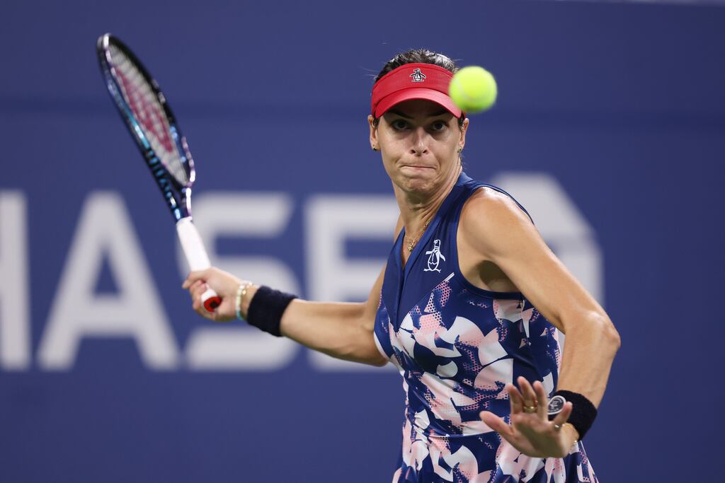 Ajla Tomljanović of Australia returns against Ludmilla Samsonova during their women’s singles fourth round match at Flushing Meadows. Photograph: Julian Finney/Getty Images