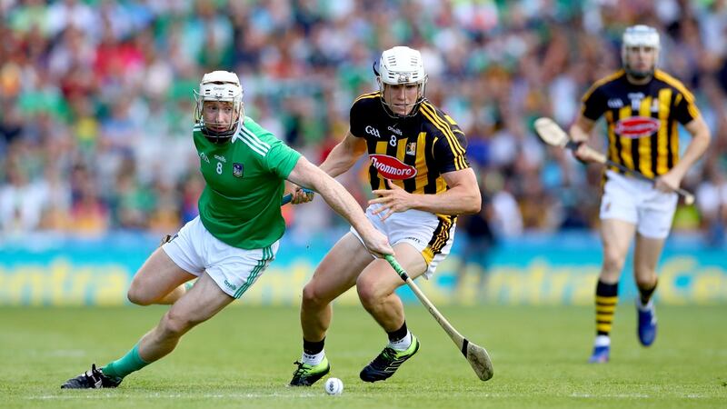 Kilkenny’s Conor Browne in action against Limerick’s Cian Lynch during the All-Ireland semi-final at Croke park. Photograph: James Crombie/Inpho