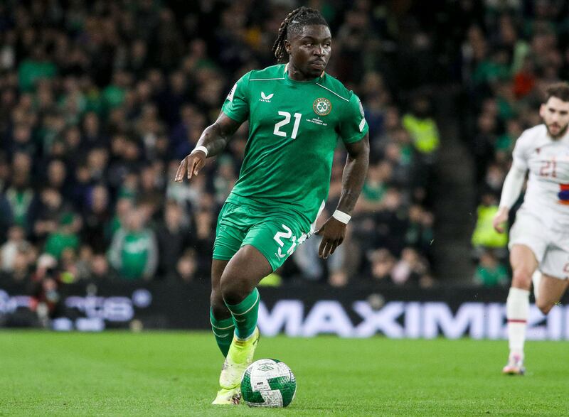 Festy Ebosele in action against Armenia. Photograph: Nick Elliott/Inpho