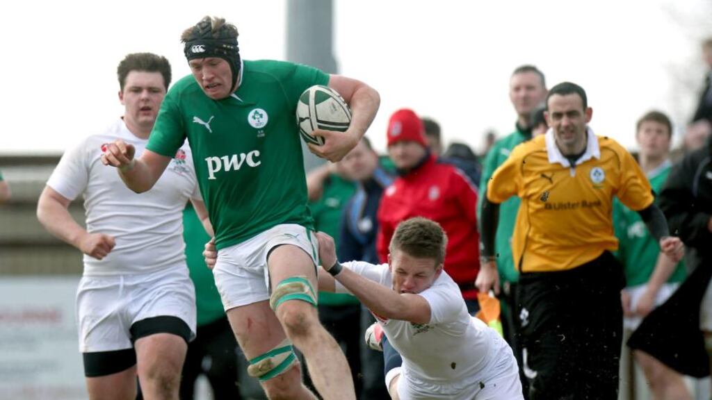Secondrow Kieran Treadwell, seen here playing for Ireland U18, will join Ulster from Harlequins in the summer. Photograph: Ryan Byrne/Inpho