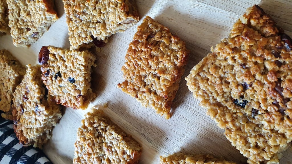 Banana and oat bars are a quick and easy breakfast choice with no added refined sugar