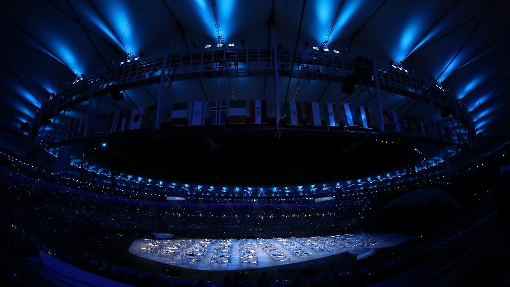 Performers dance during the opening ceremony of the Rio 2016 Olympic Games at the Maracana Stadium in Rio de Janeiro, Brazil. Photograph: Clive Mason/Getty Images