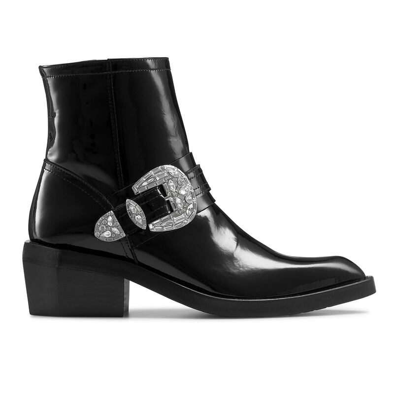 Buckled ankle boot, €545 from Russell + Bromley