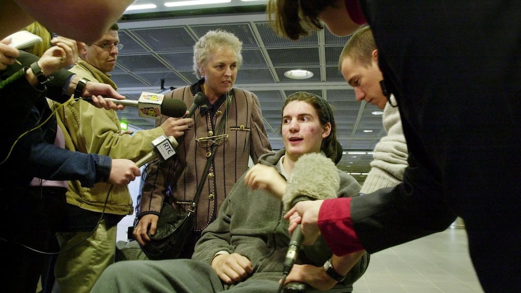 Guido Nasi, the 18 year old Italian student who was assaulted in August 1999, with Bernadette Kelly, volunteer with Victim Support. File photograph: Alan Betson