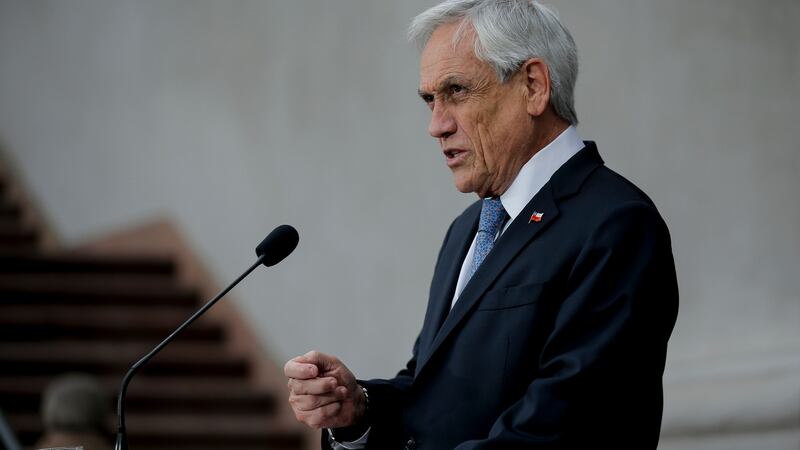 Chilean president Sebastian Pinera speaks during a press conference at La Moneda Presidential Palace in Santiago in September. Photograph: Javier Torres/AFP via Getty Images