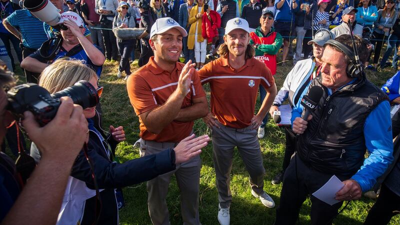 Francesco Molinari and Tommy Fleetwood during Europe’s Ryder Cup success in 2018. Photograph: Oisin Keniry/Inpho