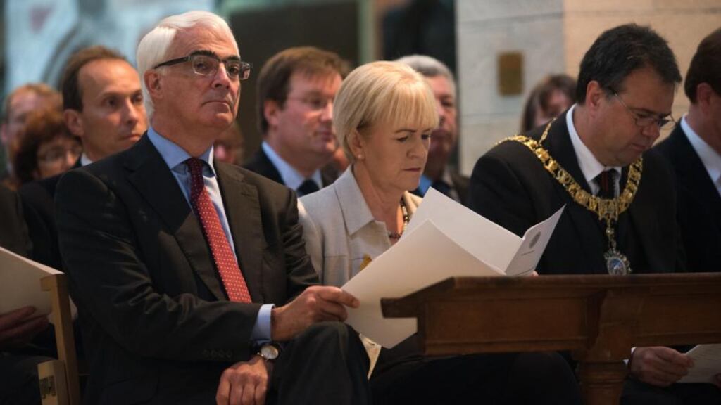 Better Together campaign leader Alistair Darling (left) and Scottish Labour leader Johann Lamont taking part in a church service to promote unity in the wake of the independence referendum, at St Giles Cathedral in Edinburgh yesterday. Photograph: Andrew O’Brien/Church of Scotland/PA Wire
