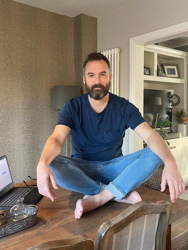 Keith Walsh at his oak table by Flamant
