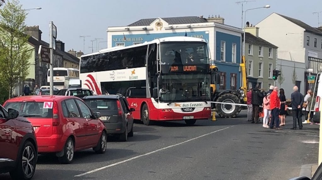 Traffic has backed up in Kells after gardaí closed John’s Street as part of their investigations. Photograph: Tim O’Brien