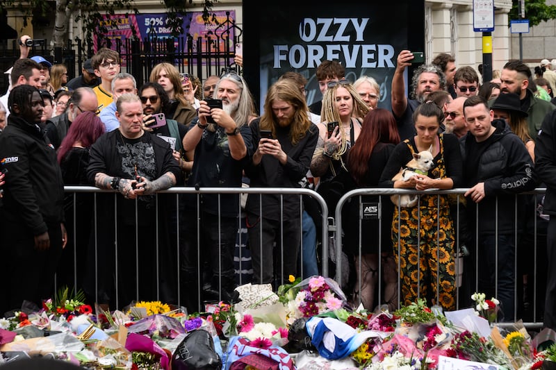 Fans at Black Sabbath Bridge after members of the Osbourne family visited. Photograph: Leon Neal/Getty Images