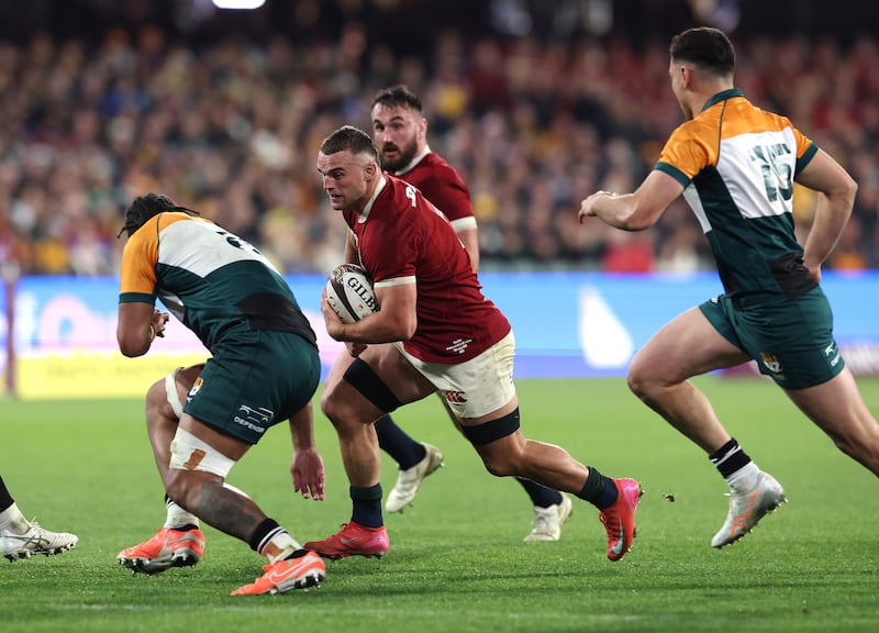 Ben Earl takes the ball into contact during the Lions' win over the AU/NZ XV at the Adelaide Oval. Photograph: David Rogers/Getty Images