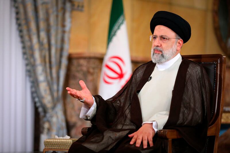 President Ebrahim Raisi, in a meeting with students from the all-female Al-Zahra University in Tehran, alleged again that foreign enemies were responsible for the protests. Photograph: AP