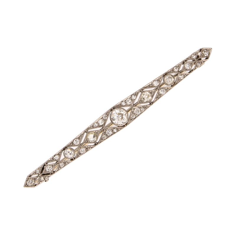 Platinum diamond bar brooch