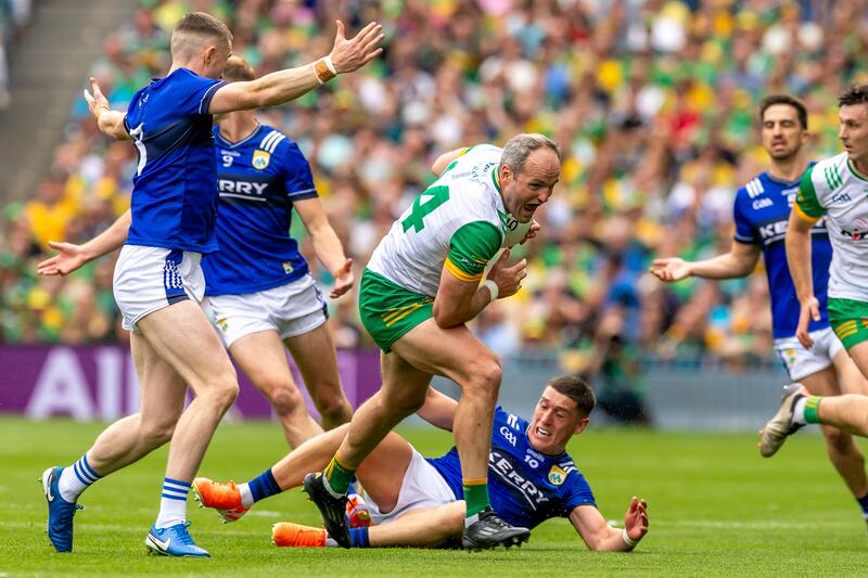 Kerry’s Jason Foley and Joe O’Connor with Michael Murphy of Donegal. Photograph: Morgan Treacy/Inpho