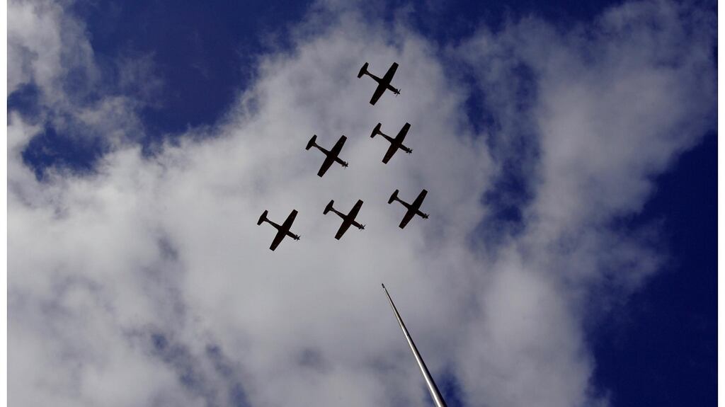 The Air Corps will perform a fly past over Dublin at 3pm. File photograph: Bryan O’Brien